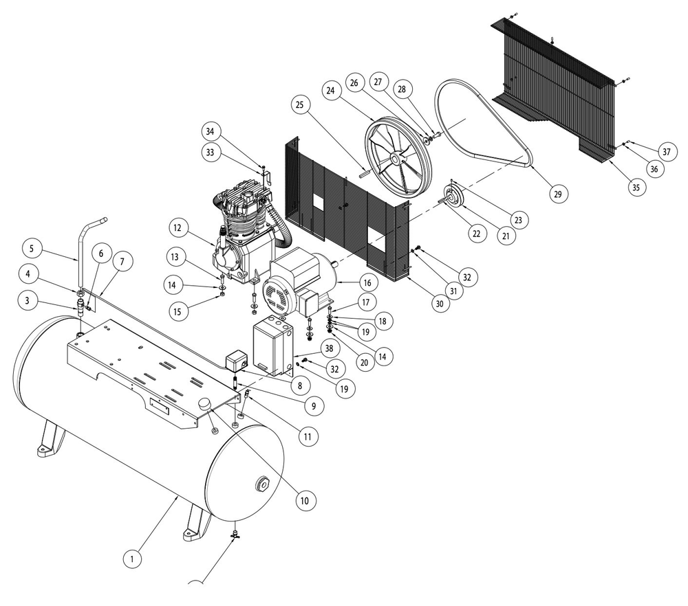 Section 1 Diagram and Parts List for CE700501  Campbell Hausfeld Compressor
